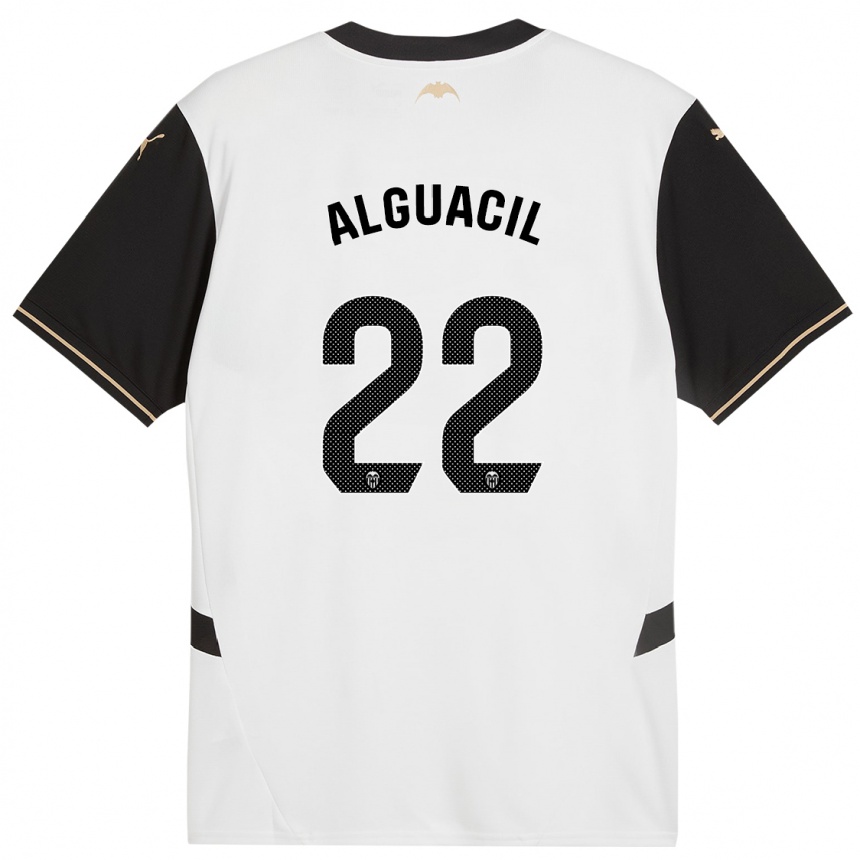 Niño Fútbol Camiseta Ainhoa Alguacil #22 Blanco Negro 1ª Equipación 2024/25 México