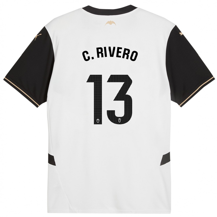 Niño Fútbol Camiseta Cristian Rivero #13 Blanco Negro 1ª Equipación 2024/25 México