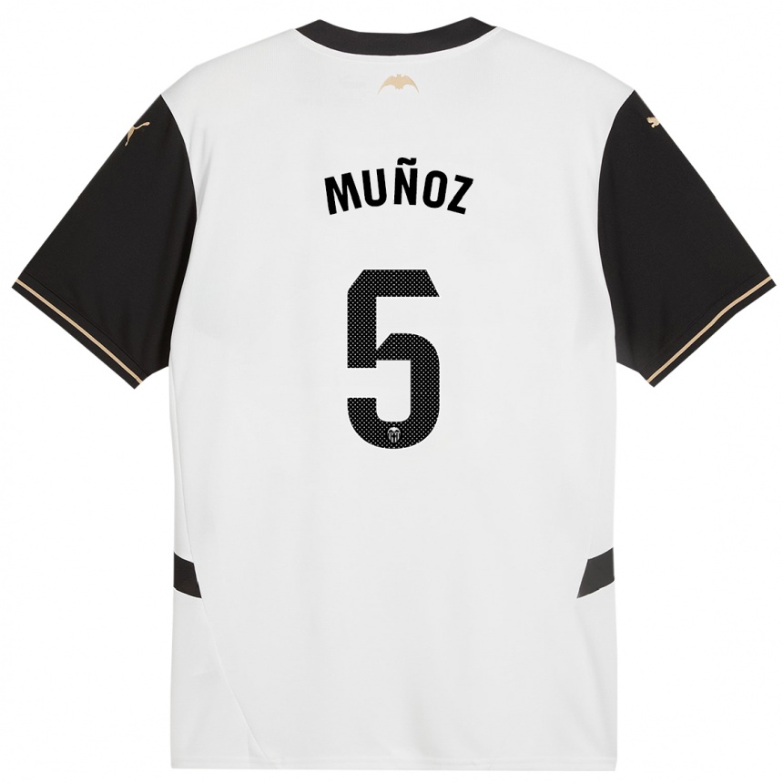 Niño Fútbol Camiseta Iván Muñoz #5 Blanco Negro 1ª Equipación 2024/25 México