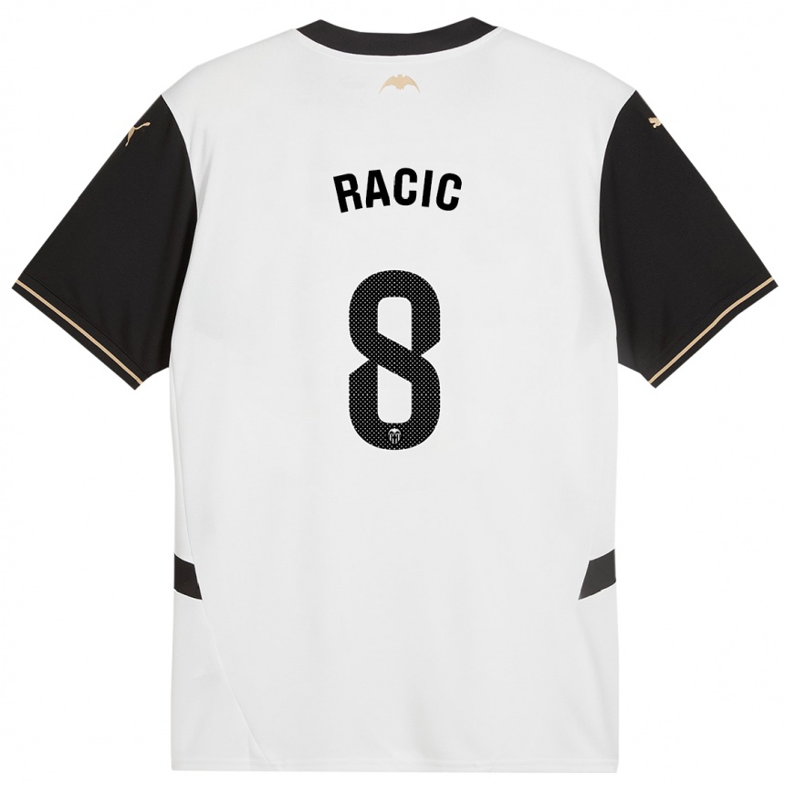 Niño Fútbol Camiseta Uros Racic #8 Blanco Negro 1ª Equipación 2024/25 México