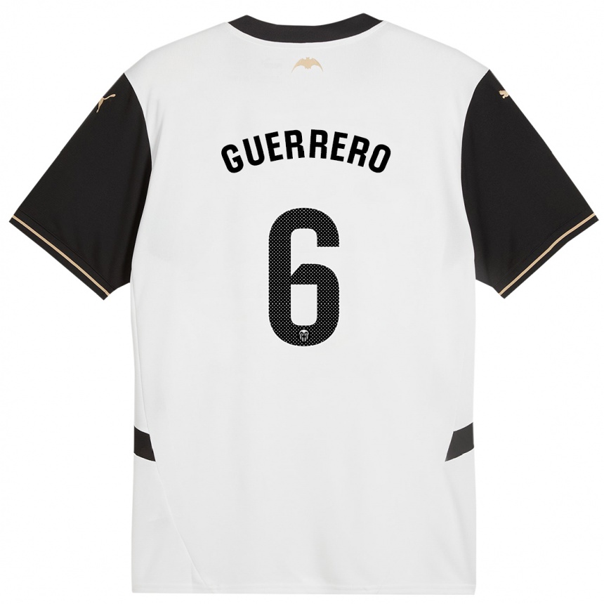 Niño Fútbol Camiseta Paula Guerrero #6 Blanco Negro 1ª Equipación 2024/25 México