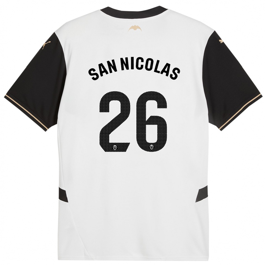 Niño Fútbol Camiseta Olga San Nicolas #26 Blanco Negro 1ª Equipación 2024/25 México