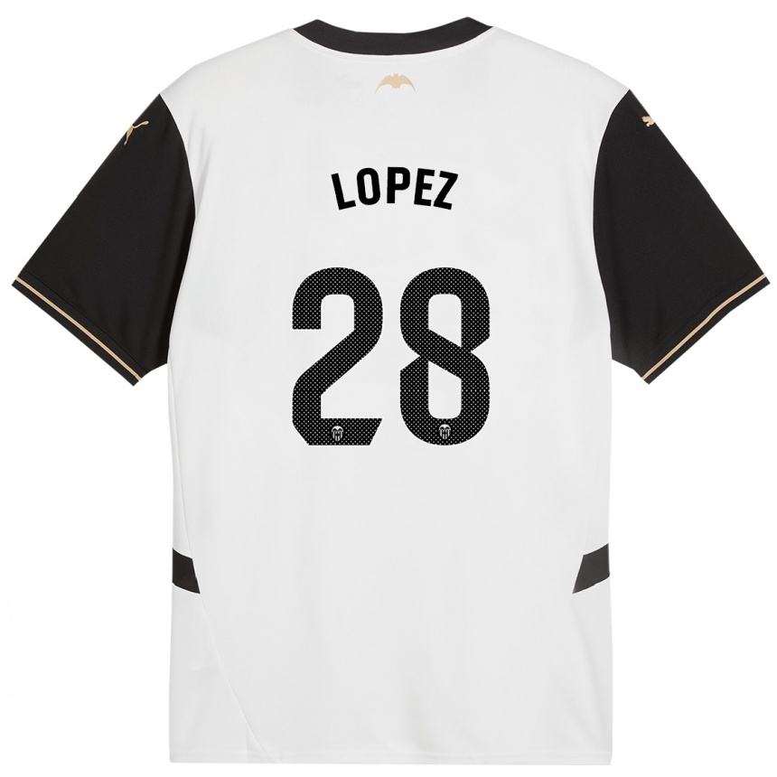 Niño Fútbol Camiseta Saray Lopez #28 Blanco Negro 1ª Equipación 2024/25 México