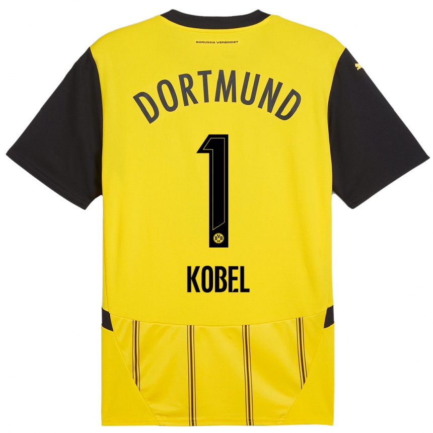 Niño Fútbol Camiseta Gregor Kobel #1 Amarillo Negro 1ª Equipación 2024/25 México