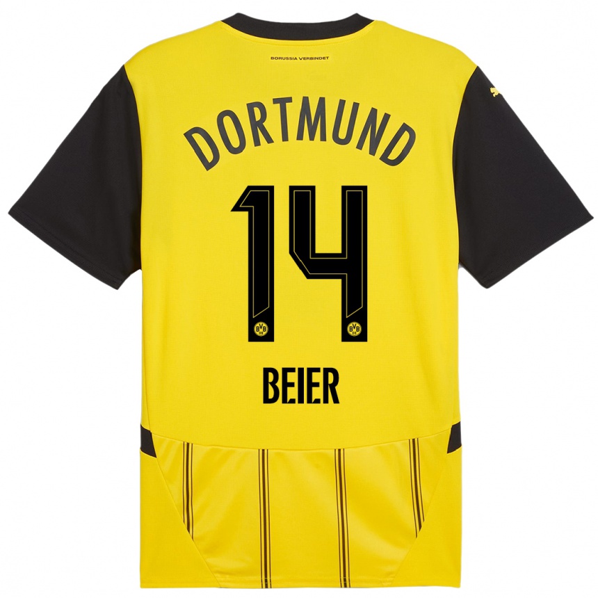 Niño Fútbol Camiseta Maximilian Beier #14 Amarillo Negro 1ª Equipación 2024/25 México