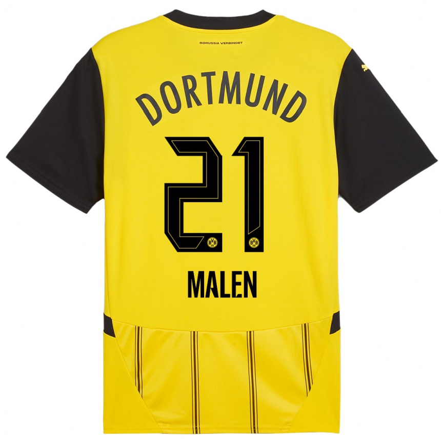 Niño Fútbol Camiseta Donyell Malen #21 Amarillo Negro 1ª Equipación 2024/25 México