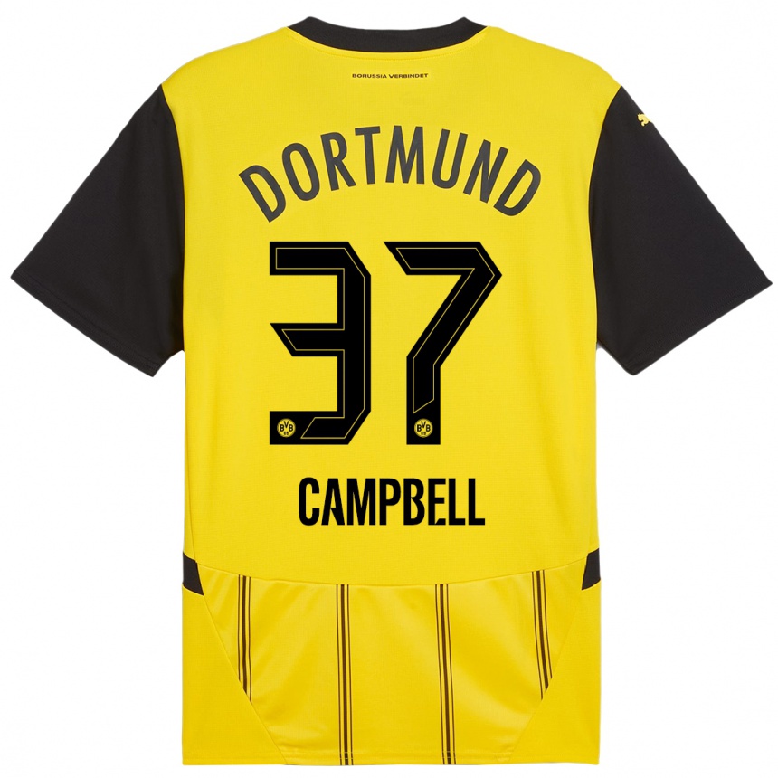 Niño Fútbol Camiseta Cole Campbell #37 Amarillo Negro 1ª Equipación 2024/25 México