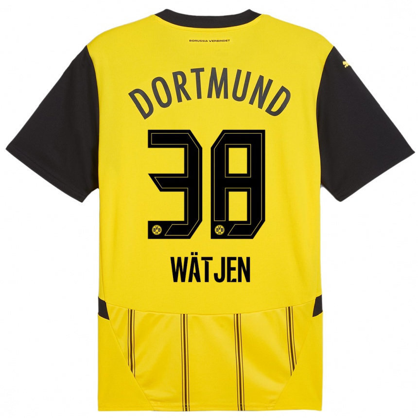 Niño Fútbol Camiseta Kjell Wätjen #38 Amarillo Negro 1ª Equipación 2024/25 México