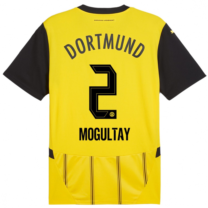 Niño Fútbol Camiseta Baran Mogultay #2 Amarillo Negro 1ª Equipación 2024/25 México