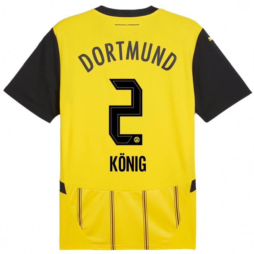 Niño Fútbol Camiseta Niklas König #2 Amarillo Negro 1ª Equipación 2024/25 México