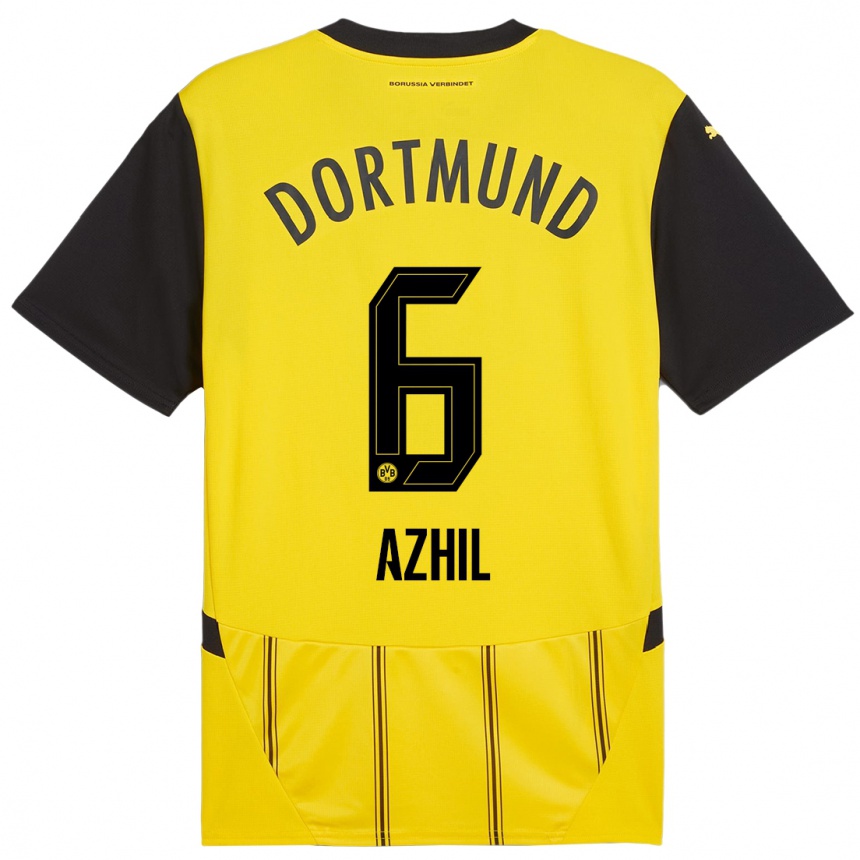 Niño Fútbol Camiseta Ayman Azhil #6 Amarillo Negro 1ª Equipación 2024/25 México