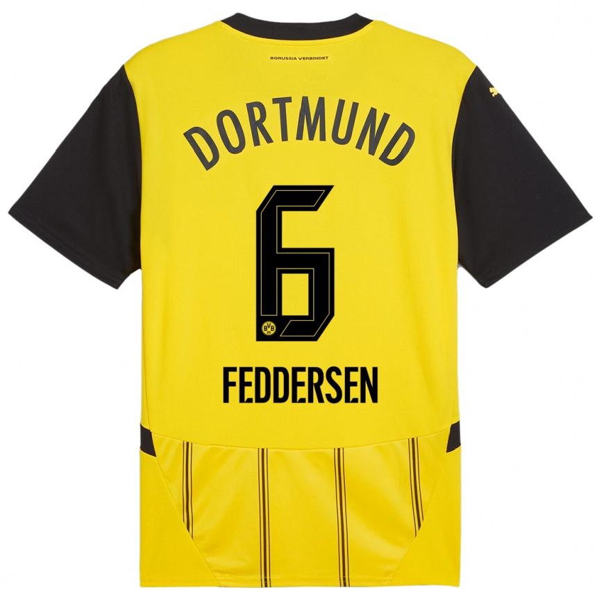 Niño Fútbol Camiseta Jonas Feddersen #6 Amarillo Negro 1ª Equipación 2024/25 México