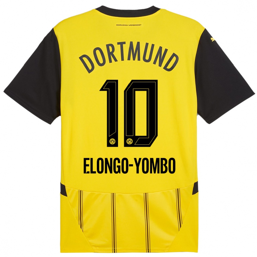 Niño Fútbol Camiseta Rodney Elongo-Yombo #10 Amarillo Negro 1ª Equipación 2024/25 México