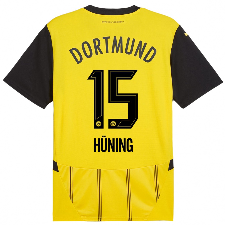 Niño Fútbol Camiseta Ben Hüning #15 Amarillo Negro 1ª Equipación 2024/25 México