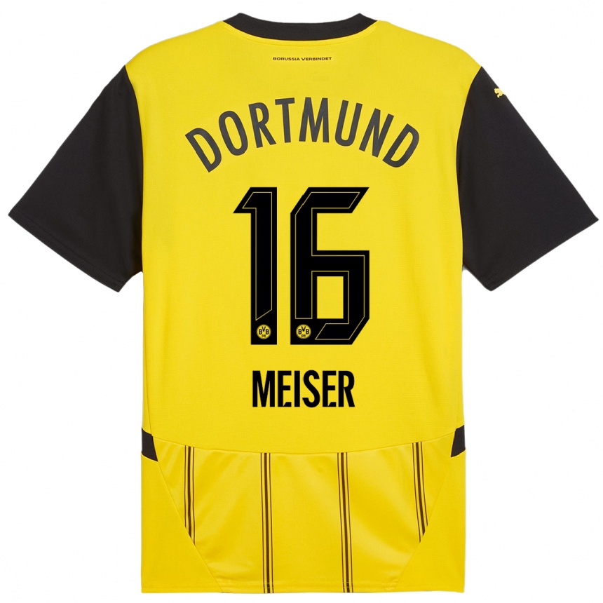 Niño Fútbol Camiseta Tyler Meiser #16 Amarillo Negro 1ª Equipación 2024/25 México