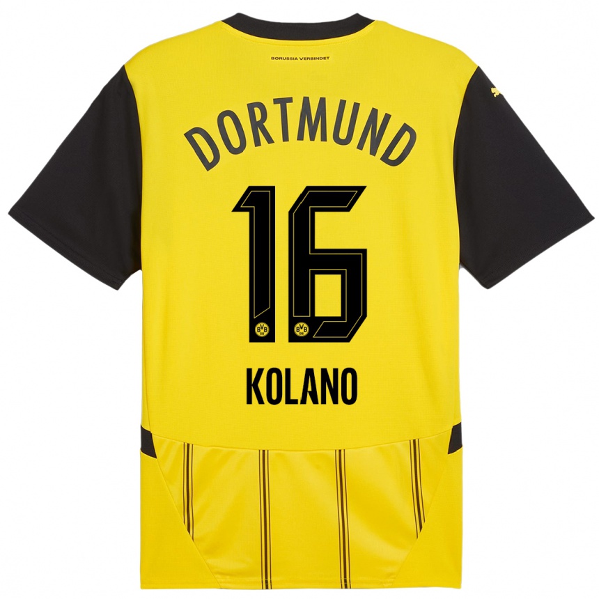 Niño Fútbol Camiseta Damian Kolano #16 Amarillo Negro 1ª Equipación 2024/25 México