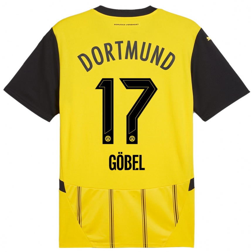 Niño Fútbol Camiseta Patrick Göbel #17 Amarillo Negro 1ª Equipación 2024/25 México