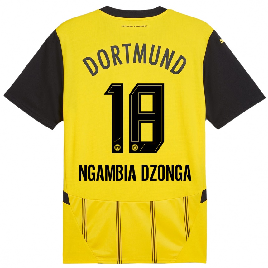 Niño Fútbol Camiseta Diego Ngambia Dzonga #18 Amarillo Negro 1ª Equipación 2024/25 México