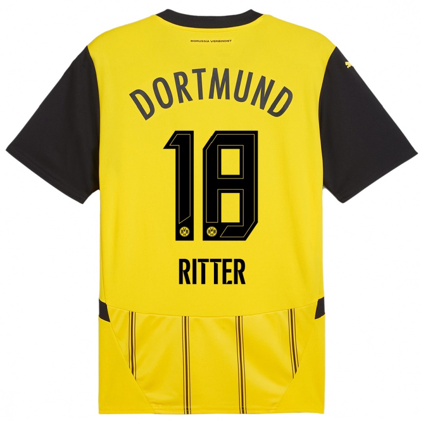 Niño Fútbol Camiseta Roméo Ritter #18 Amarillo Negro 1ª Equipación 2024/25 México