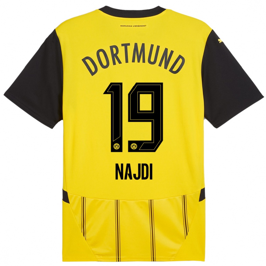 Niño Fútbol Camiseta Ahmad Najdi #19 Amarillo Negro 1ª Equipación 2024/25 México