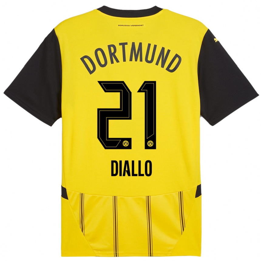 Niño Fútbol Camiseta Ousmane Diallo #21 Amarillo Negro 1ª Equipación 2024/25 México