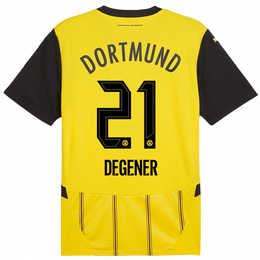 Niño Fútbol Camiseta Tim Degener #21 Amarillo Negro 1ª Equipación 2024/25 México