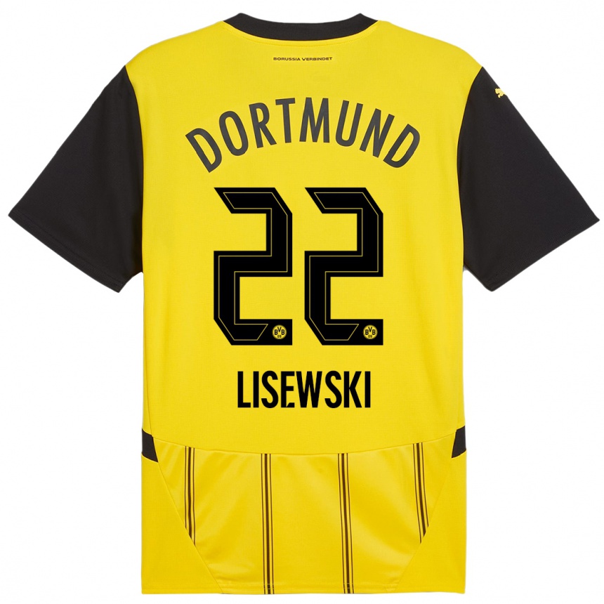 Niño Fútbol Camiseta Robin Lisewski #22 Amarillo Negro 1ª Equipación 2024/25 México