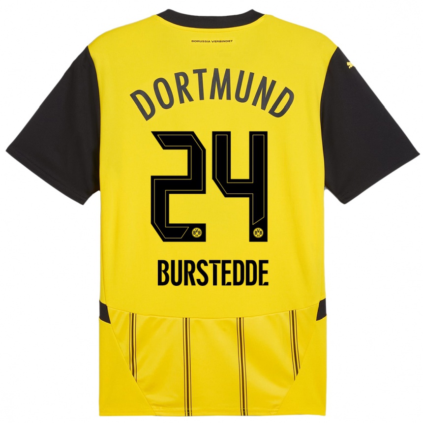 Niño Fútbol Camiseta Joshua Burstedde #24 Amarillo Negro 1ª Equipación 2024/25 México