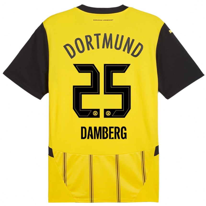 Niño Fútbol Camiseta Niclas Damberg #25 Amarillo Negro 1ª Equipación 2024/25 México