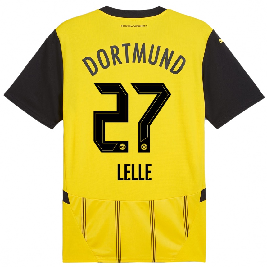 Niño Fútbol Camiseta David Lelle #27 Amarillo Negro 1ª Equipación 2024/25 México