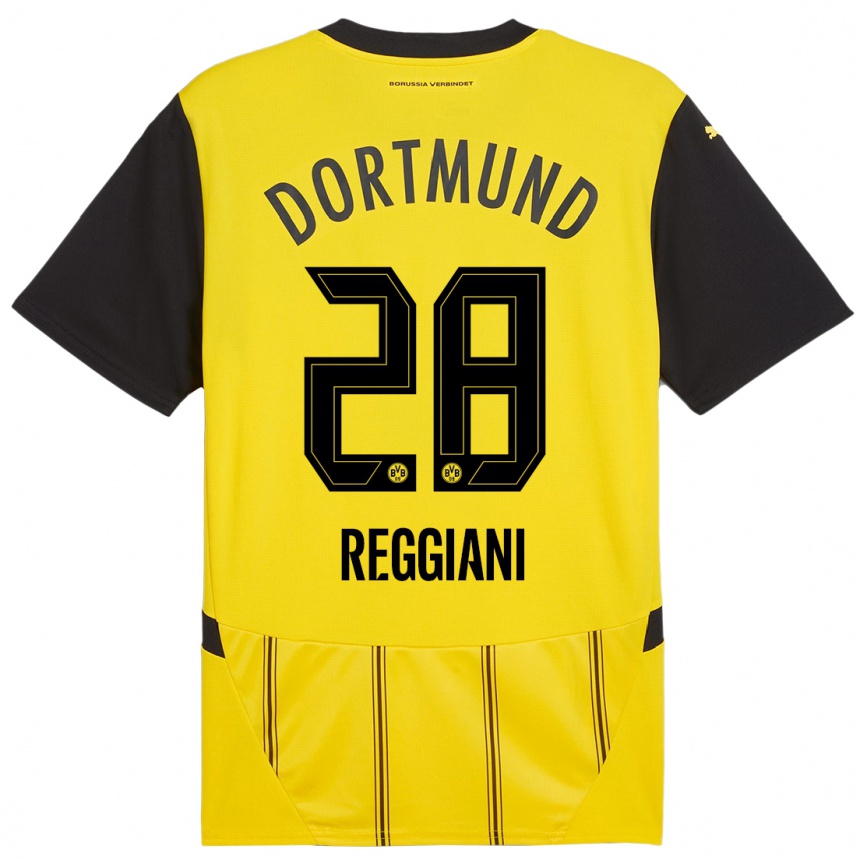 Niño Fútbol Camiseta Luca Reggiani #28 Amarillo Negro 1ª Equipación 2024/25 México