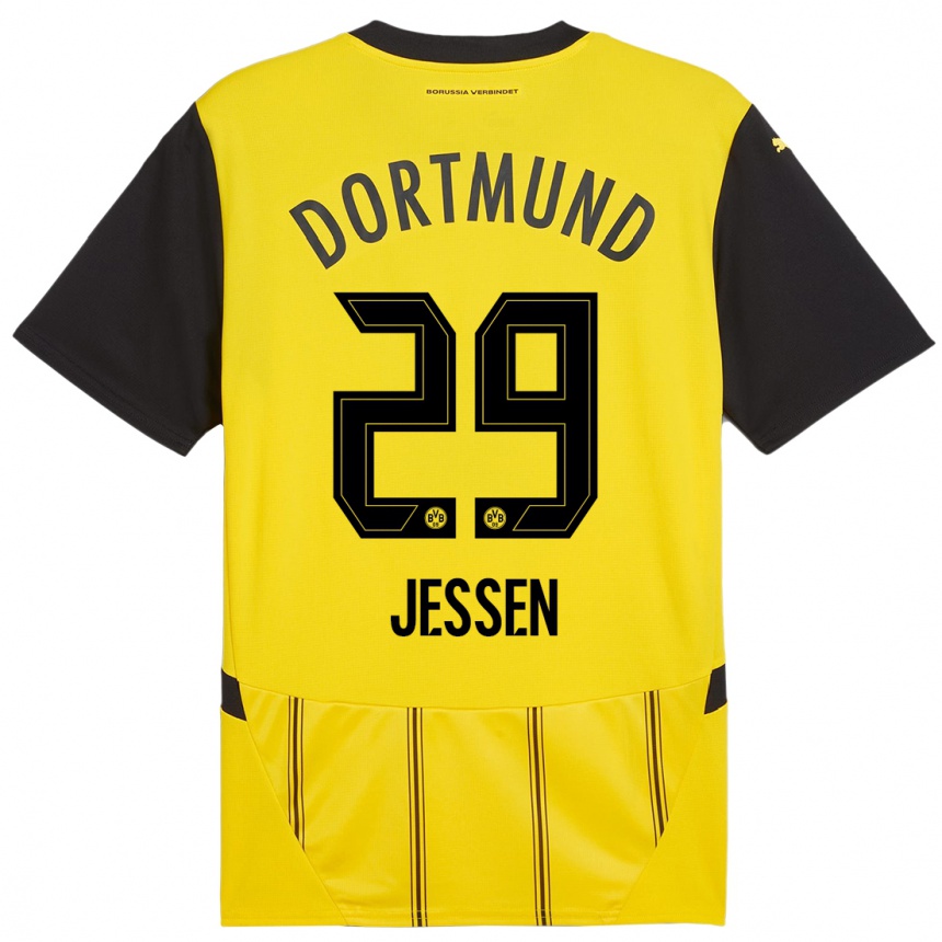 Niño Fútbol Camiseta Niklas Jessen #29 Amarillo Negro 1ª Equipación 2024/25 México