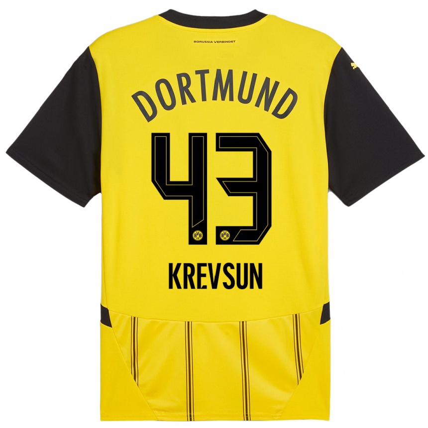 Niño Fútbol Camiseta Danylo Krevsun #43 Amarillo Negro 1ª Equipación 2024/25 México