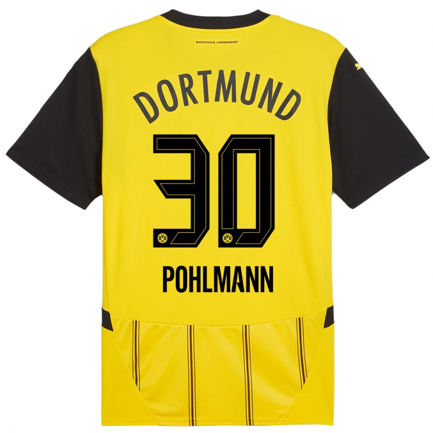 Niño Fútbol Camiseta Ole Pohlmann #30 Amarillo Negro 1ª Equipación 2024/25 México