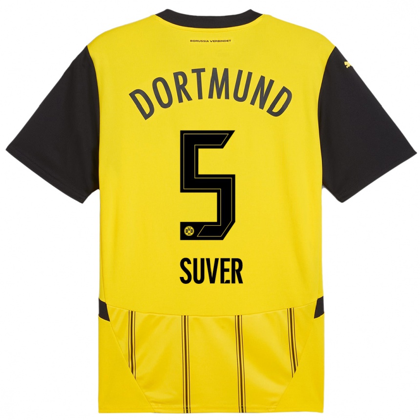 Niño Fútbol Camiseta Mario Suver #5 Amarillo Negro 1ª Equipación 2024/25 México