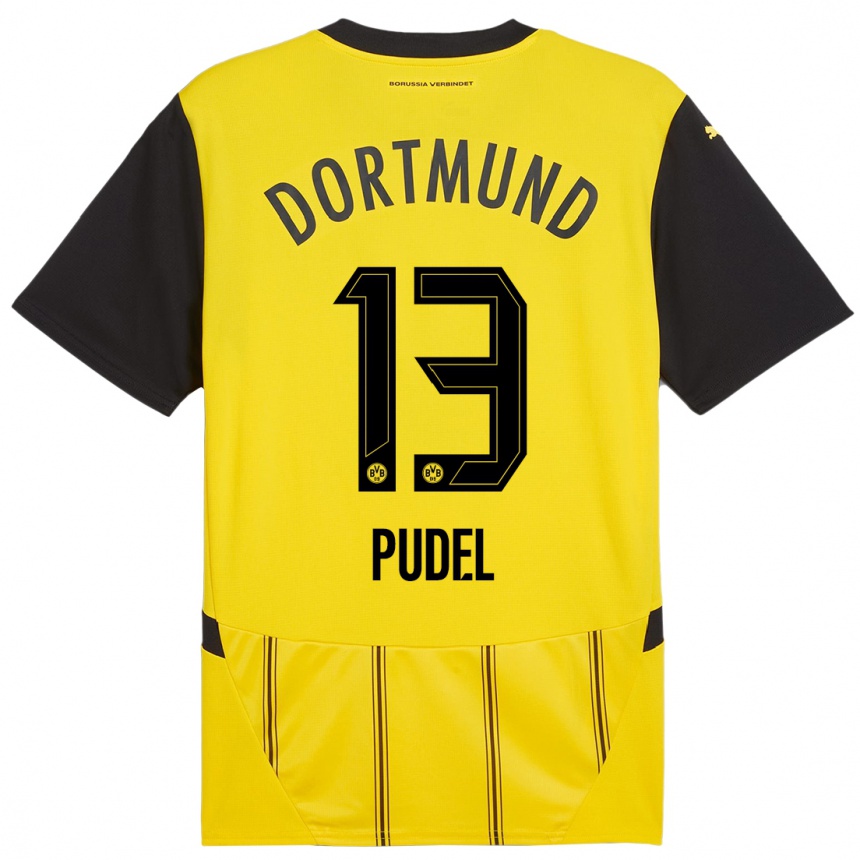 Niño Fútbol Camiseta Bjarne Pudel #13 Amarillo Negro 1ª Equipación 2024/25 México