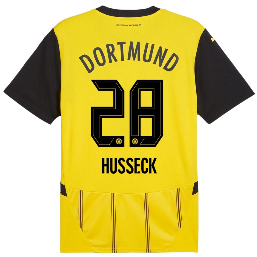 Niño Fútbol Camiseta Jonah Husseck #28 Amarillo Negro 1ª Equipación 2024/25 México