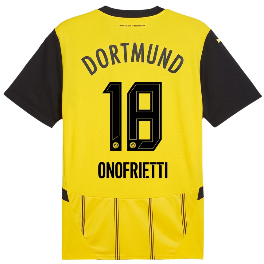 Niño Fútbol Camiseta Vincenzo Onofrietti #18 Amarillo Negro 1ª Equipación 2024/25 México