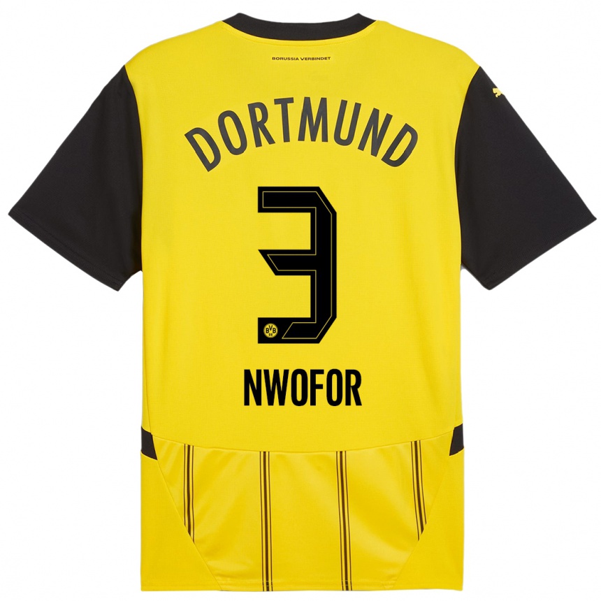 Niño Fútbol Camiseta Jamie Nwofor #3 Amarillo Negro 1ª Equipación 2024/25 México