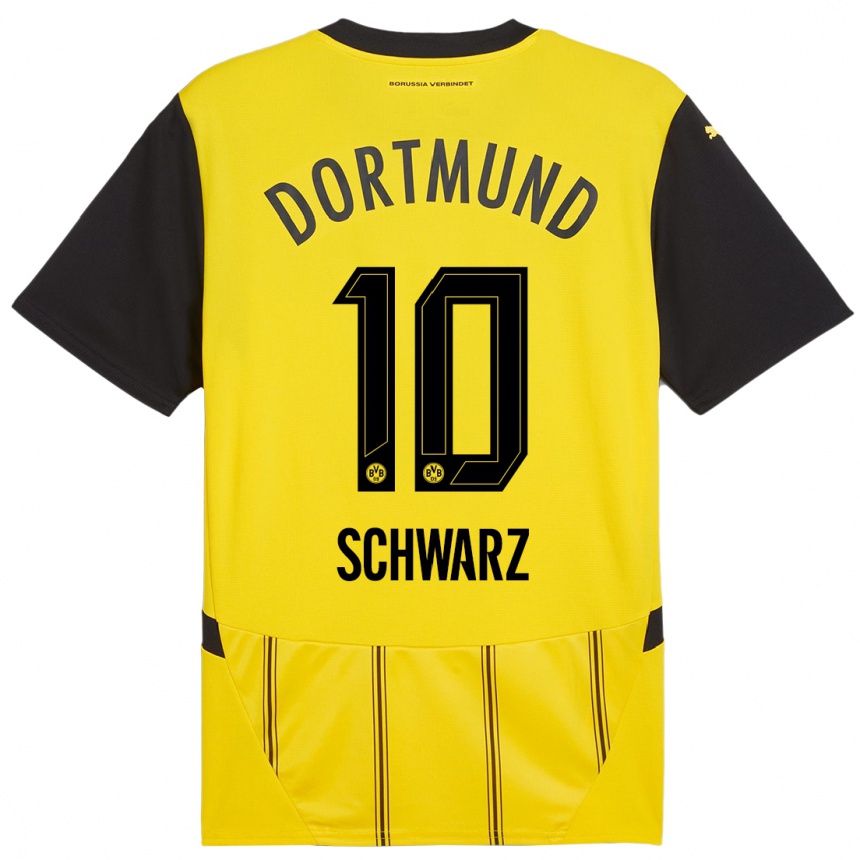 Niño Fútbol Camiseta Oskar Schwarz #10 Amarillo Negro 1ª Equipación 2024/25 México