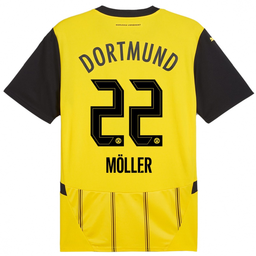 Niño Fútbol Camiseta Paul Möller #22 Amarillo Negro 1ª Equipación 2024/25 México