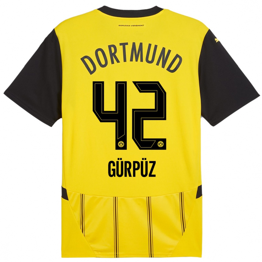 Niño Fútbol Camiseta Goktan Gurpuz #42 Amarillo Negro 1ª Equipación 2024/25 México