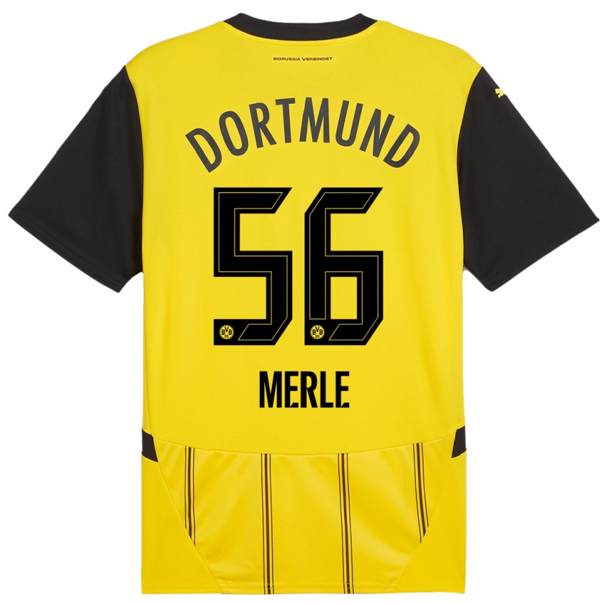 Niño Fútbol Camiseta Albers Merle #56 Amarillo Negro 1ª Equipación 2024/25 México