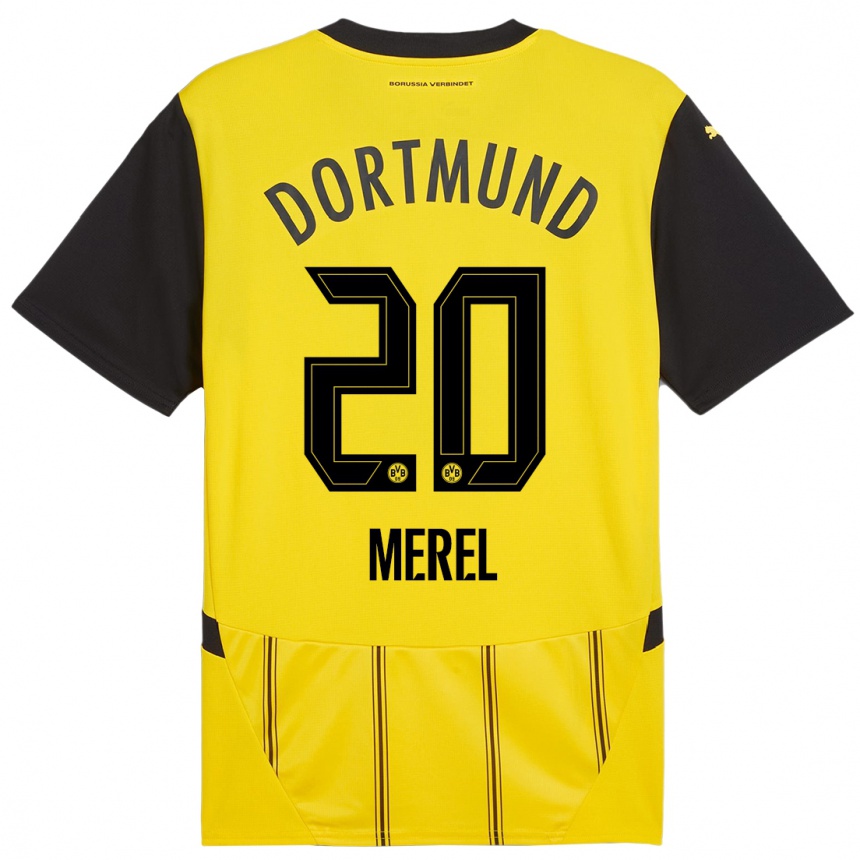 Niño Fútbol Camiseta Freriks Merel #20 Amarillo Negro 1ª Equipación 2024/25 México