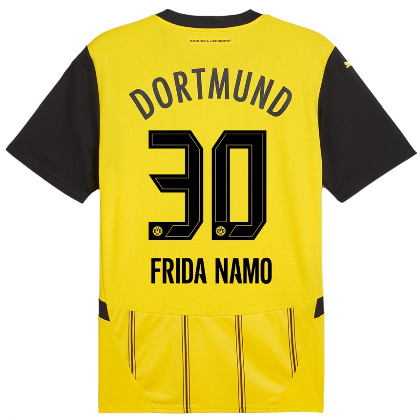 Niño Fútbol Camiseta Ronning Frida Namo #30 Amarillo Negro 1ª Equipación 2024/25 México