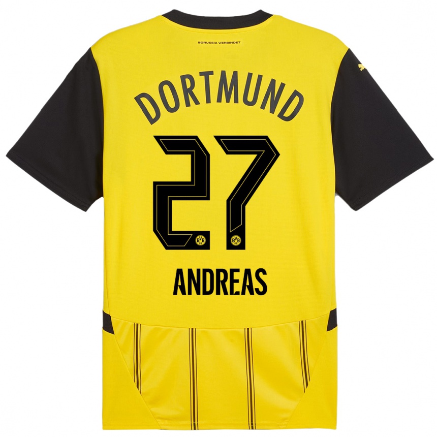 Niño Fútbol Camiseta Kuno Andreas #27 Amarillo Negro 1ª Equipación 2024/25 México