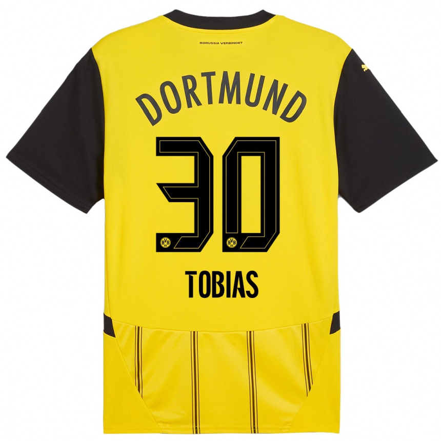 Niño Fútbol Camiseta Vogt Tobias #30 Amarillo Negro 1ª Equipación 2024/25 México