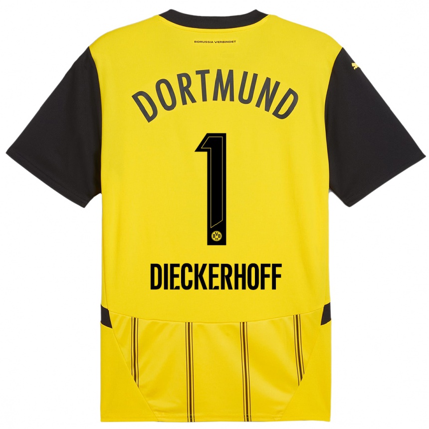 Niño Fútbol Camiseta Max Dieckerhoff #1 Amarillo Negro 1ª Equipación 2024/25 México