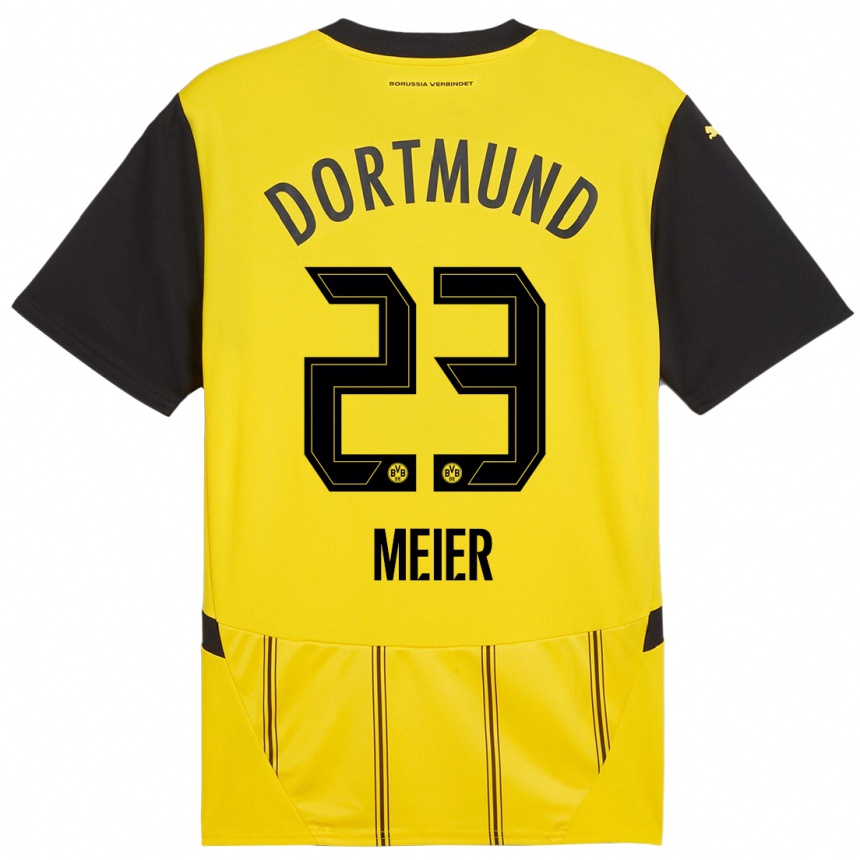 Niño Fútbol Camiseta Maximilian Meier #23 Amarillo Negro 1ª Equipación 2024/25 México