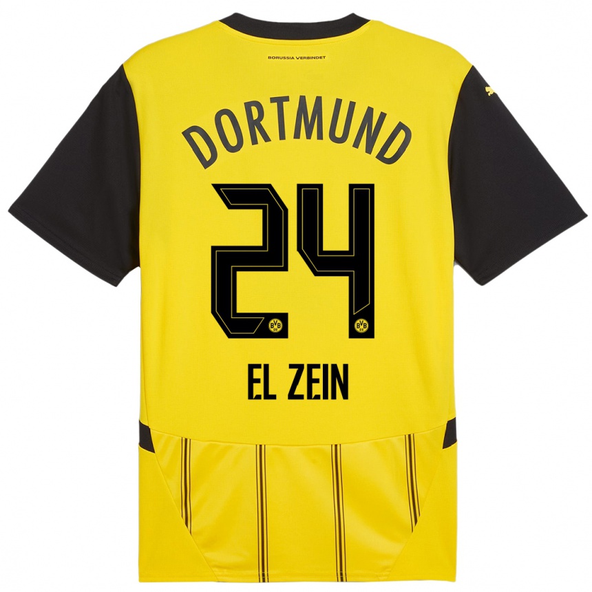 Niño Fútbol Camiseta Abu-Bekir Omer El-Zein #24 Amarillo Negro 1ª Equipación 2024/25 México